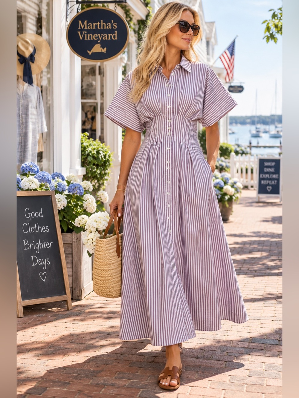 Anthropologie Exquise Tobie Dress XS S Lilac Stripe Pleated Midi Shirtdress Luxe